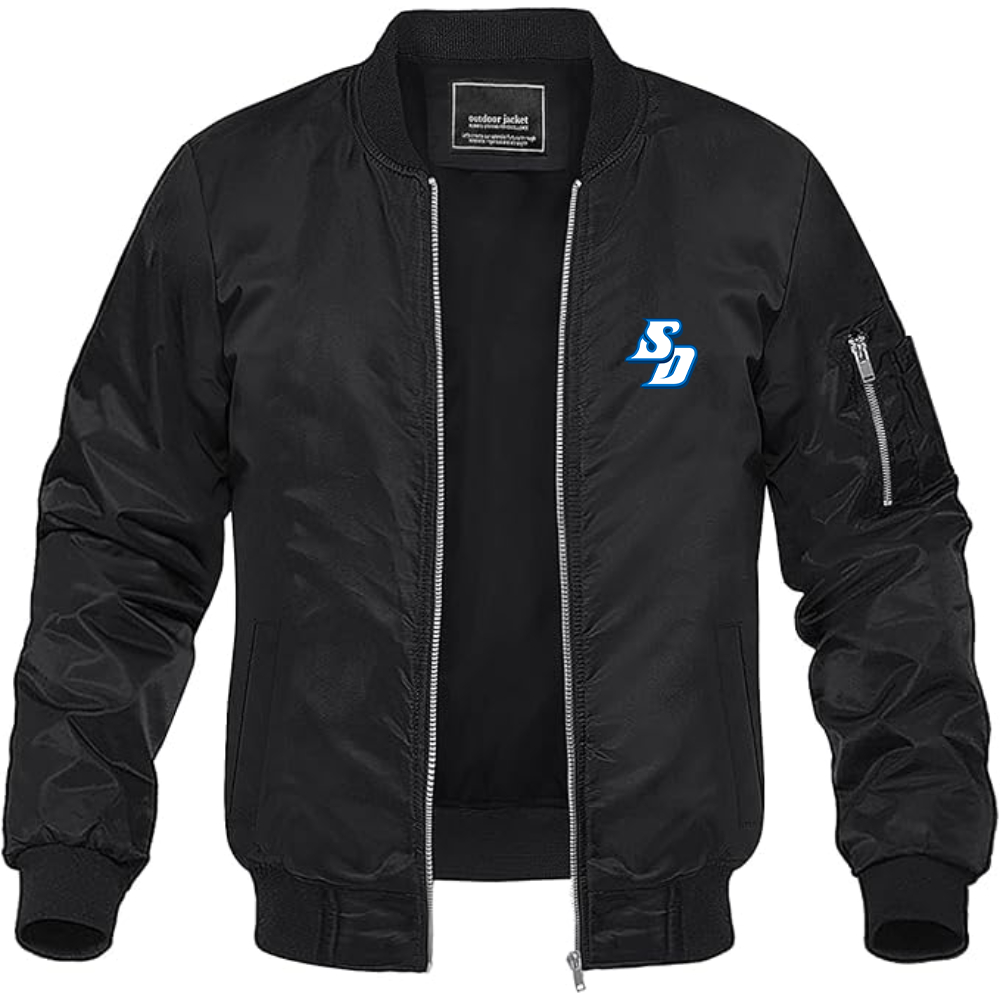 Men's San Diego Toreros Logo Lightweight Bomber Jacket Windbreaker Softshell Varsity Jacket Coat