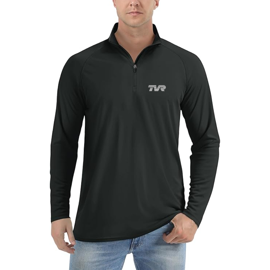 Men’s TVR Logo Lightweight Quarter-Zip Athletic Shirt Long Sleeve Performance Wear