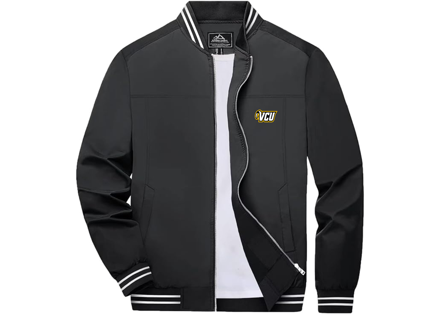 Men's Virginia Commonwealth Rams Lightweight Zip-Up Ribbed Collar and Cuffs Bomber Jacket