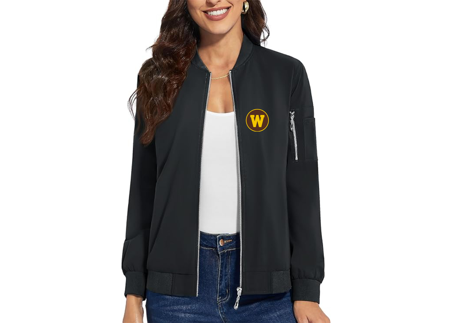 Women's Western Michigan Broncos Premium Bomber Jacket with Polished Detailing and Functional Sleeve Pocket Modern Luxury Outerwear