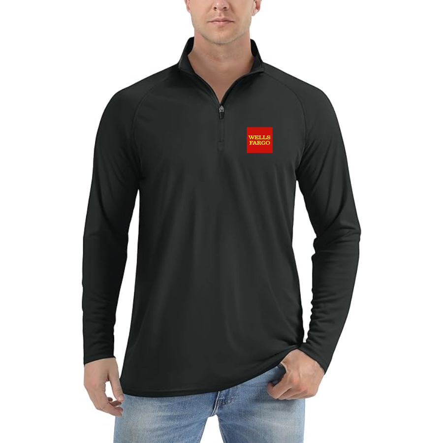 Men's Wells Fargo Logo Lightweight Quarter-Zip Athletic Shirt Long Sleeve Performance Wear