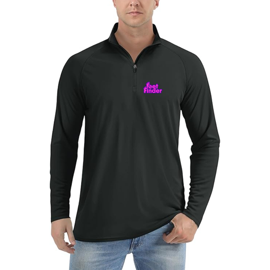 Men's FeetFinder Logo Lightweight Quarter-Zip Athletic Shirt Long Sleeve Performance Wear