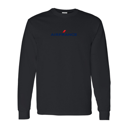 Men's Air France Logo Gildan Heavy Cotton Long Sleeve T-Shirt
