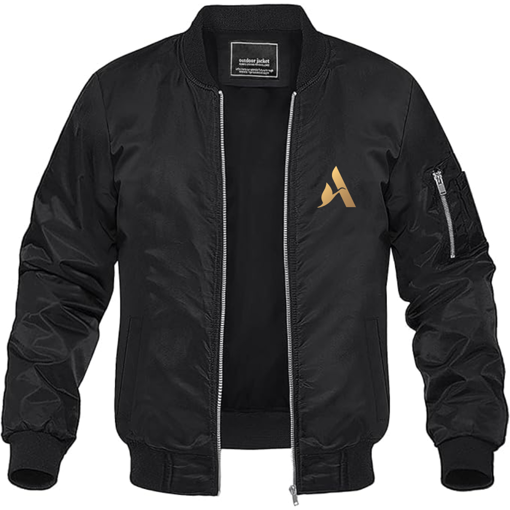 Men's Accor Golden Logo Lightweight Bomber Jacket Windbreaker Softshell Varsity Jacket Coat