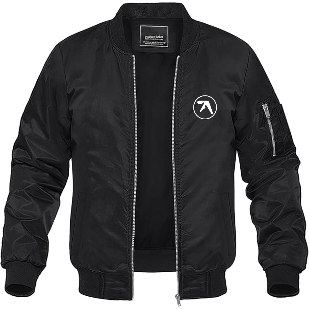 Men's Aphex Twin Logo Lightweight Bomber Jacket Windbreaker Softshell Varsity Jacket Coat