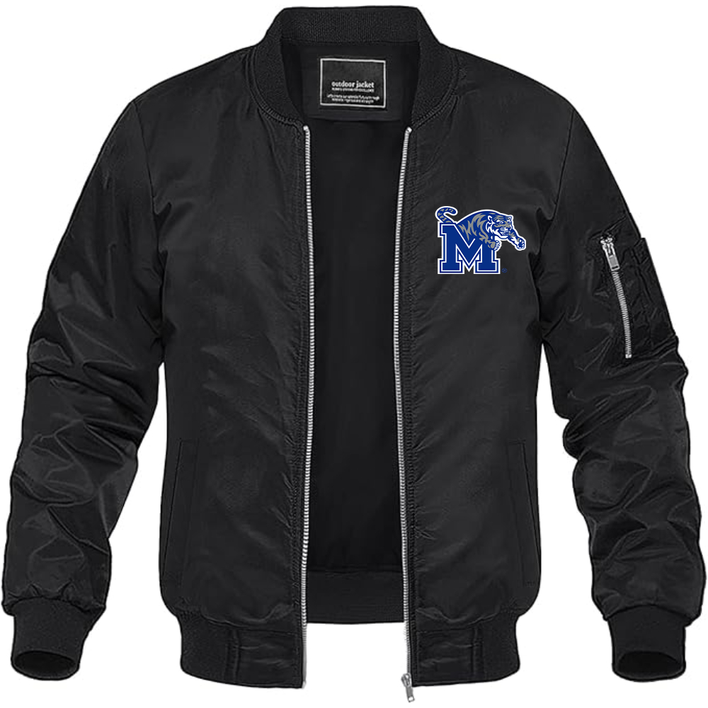 Men's Memphis Tigers Logo Lightweight Bomber Jacket Windbreaker Softshell Varsity Jacket Coat