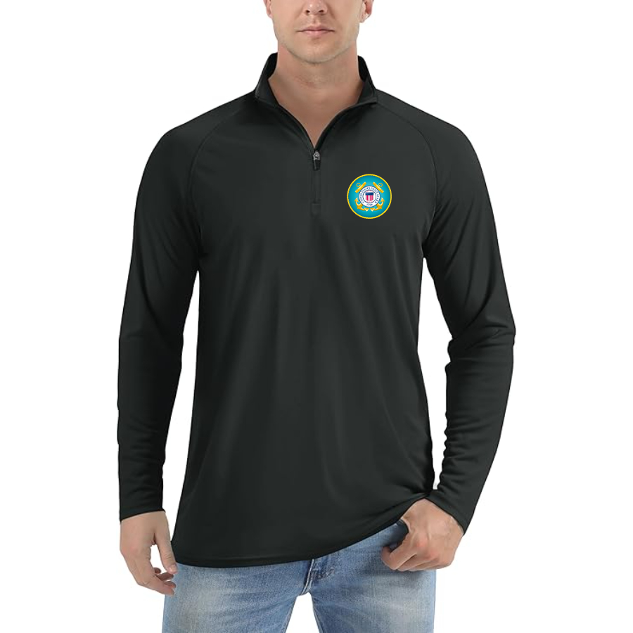 Men's Coast Guard Logo Lightweight Quarter-Zip Athletic Shirt Long Sleeve Performance Wear