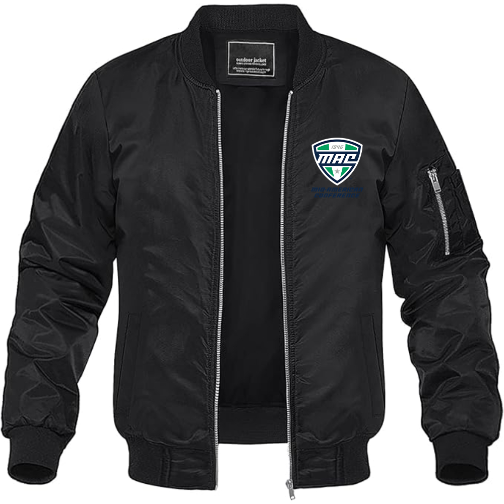 Men's Mid American Conference Logo Lightweight Bomber Jacket Windbreaker Softshell Varsity Jacket Coat