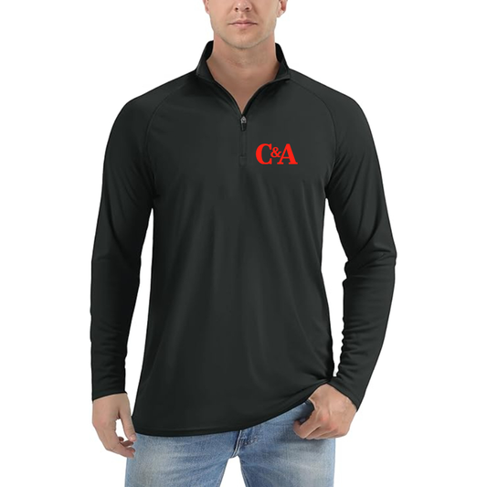 Men's CA Logo Lightweight Quarter-Zip Athletic Shirt Long Sleeve Performance Wear