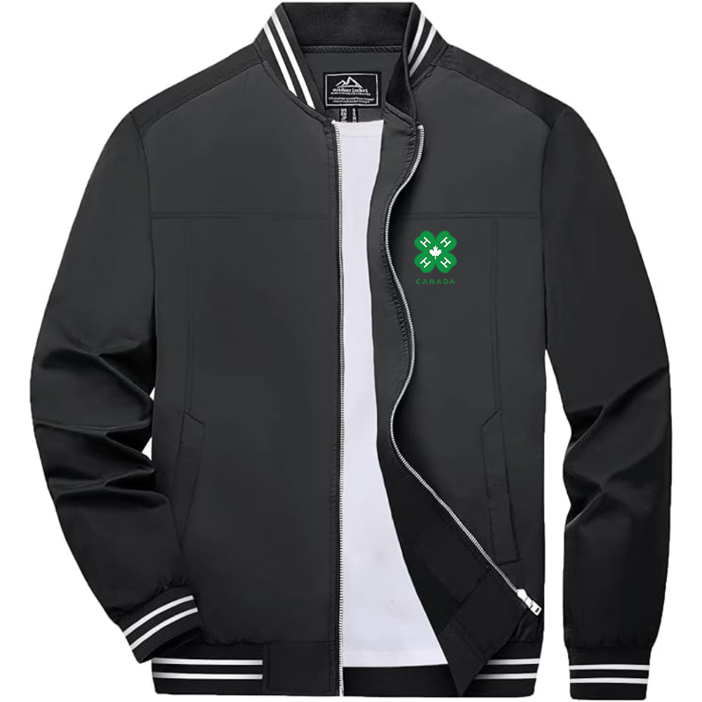 Men's 4H Canada Logo Lightweight Zip-Up Ribbed Collar and Cuffs Bomber Jacket