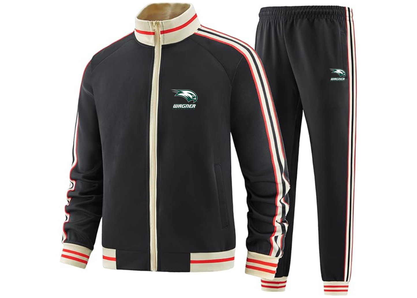 Men's Wagner Seahawks Tracksuit with Bold Striped Accents and Zippered Front Athletic Wear