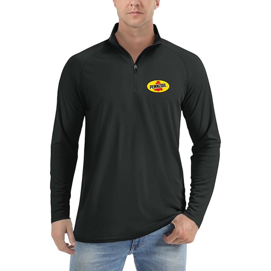 Men's Pennzoil Logo Lightweight Quarter-Zip Athletic Shirt Long Sleeve Performance Wear