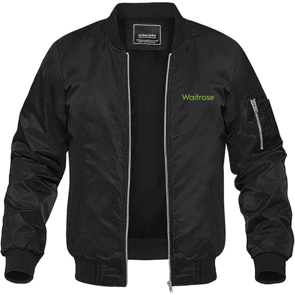 Men's Waitrose Logo Lightweight Bomber Jacket Windbreaker Softshell Varsity Jacket Coat