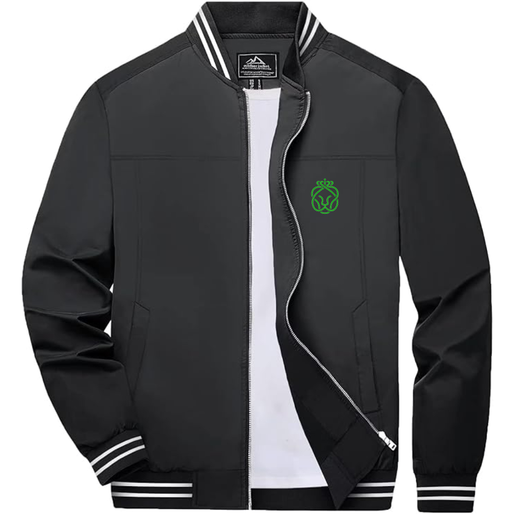 Men's Ahold Delhaize Symbol Lightweight Zip-Up Ribbed Collar and Cuffs Bomber Jacket