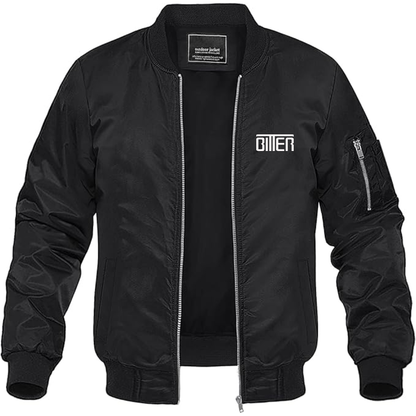 Men's Bitter Logo Lightweight Bomber Jacket Windbreaker Softshell Varsity Jacket Coat