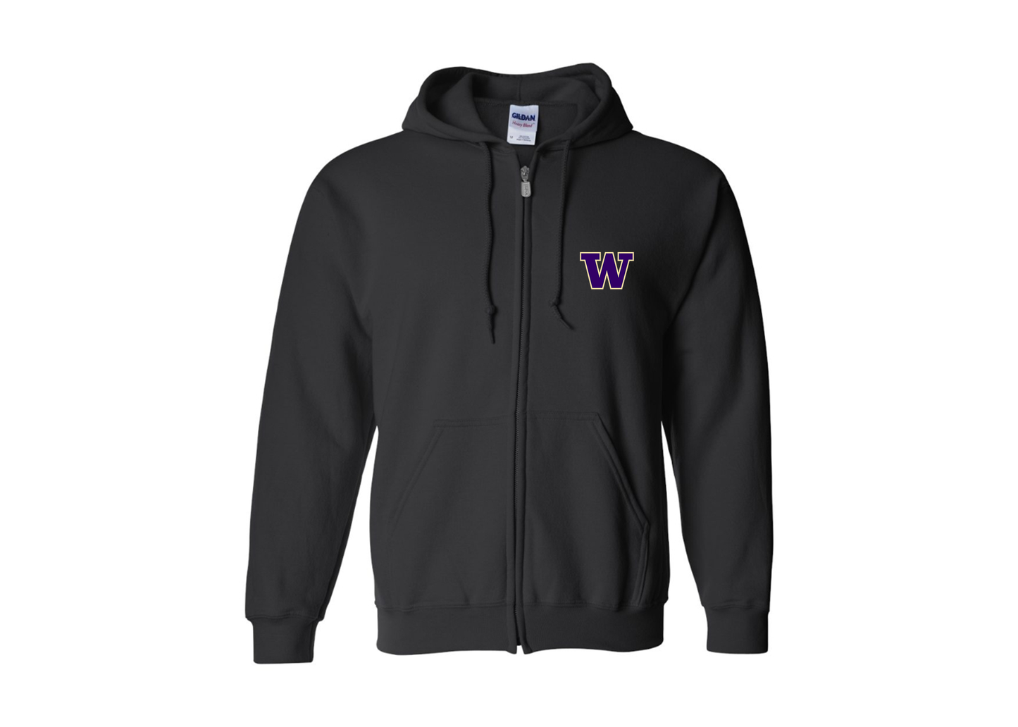 Men's Washington Huskies Gildan  Heavy Blend Full Zip Hooded Sweatshirt