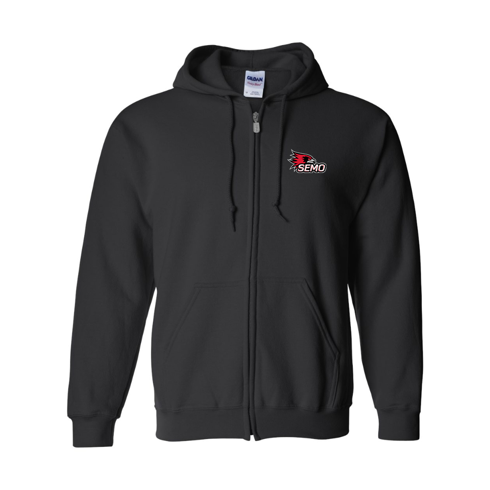 Men's SEMO Redhawks Logo Gildan  Heavy Blend Full Zip Hooded Sweatshirt