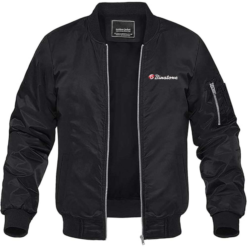 Men's Binatone Logo Lightweight Bomber Jacket Windbreaker Softshell Varsity Jacket Coat