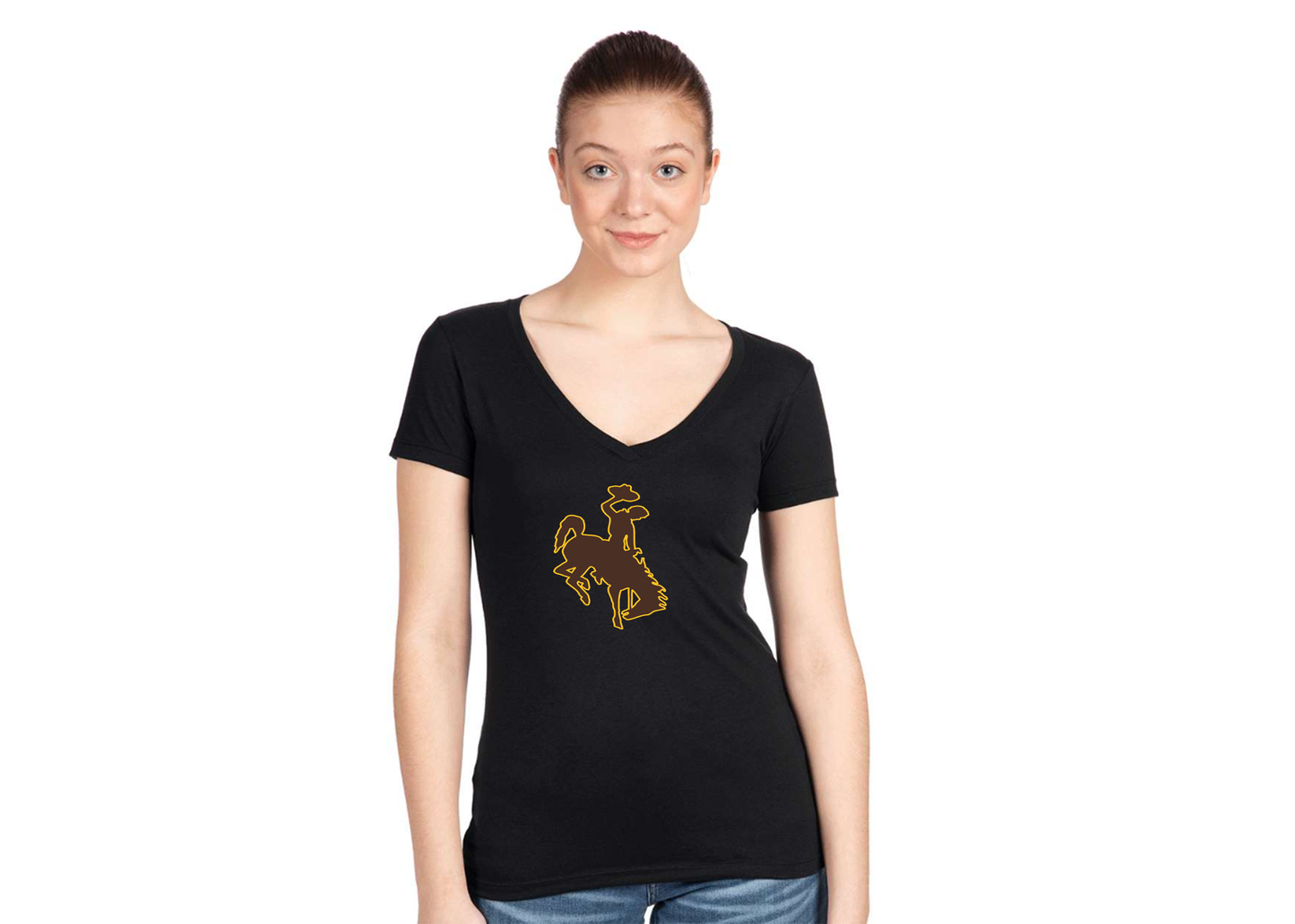 Women's Wyoming Cowboys Next Level V-Neck T-Shirt