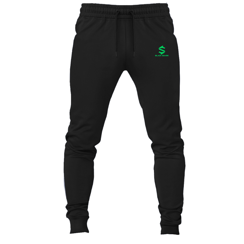 Men's Black Shark Logo Joggers Sweatpants