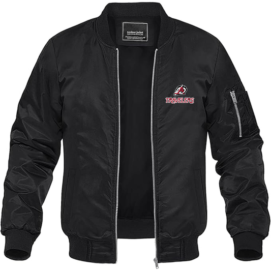 Men's Arkansas Travelers Logo Lightweight Bomber Jacket Windbreaker Softshell Varsity Jacket Coat