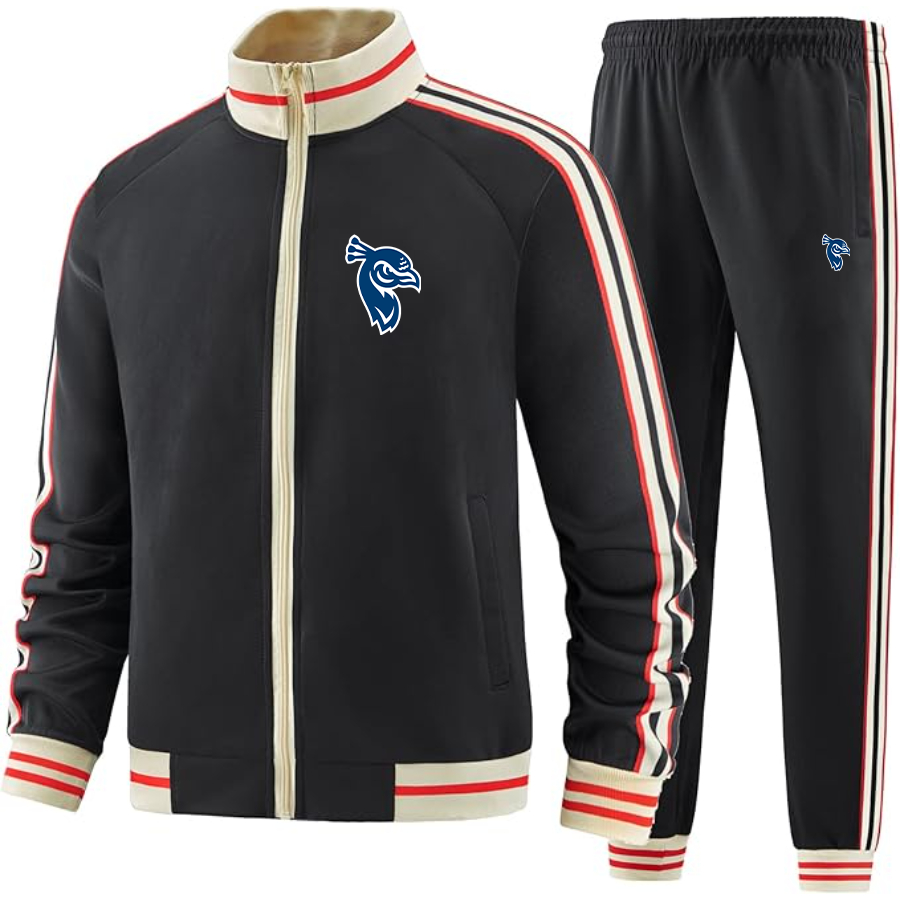 Men's Saint Peters Peacocks Logo Tracksuit with Bold Striped Accents and Zippered Front Athletic Wear