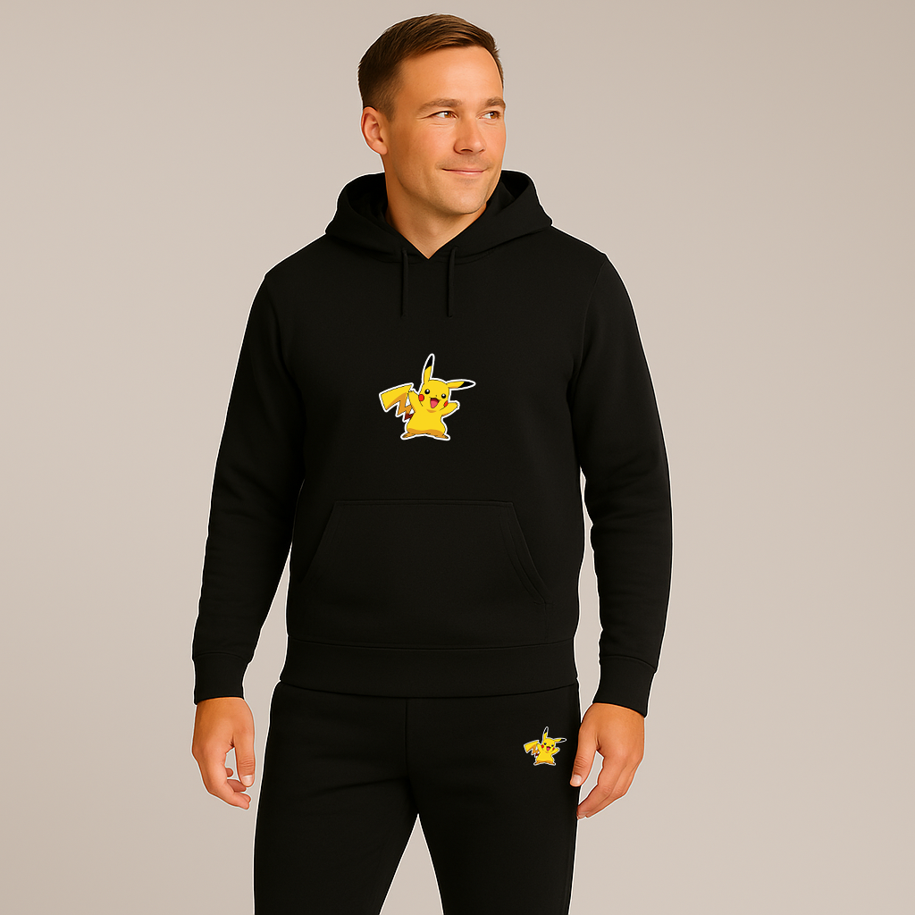 Men's Pikachu Cartoon Hoodie Joggers Set