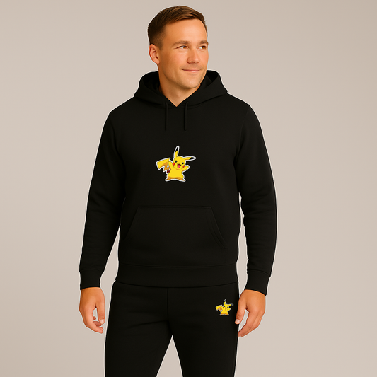 Men's Pikachu Cartoon Hoodie Joggers Set