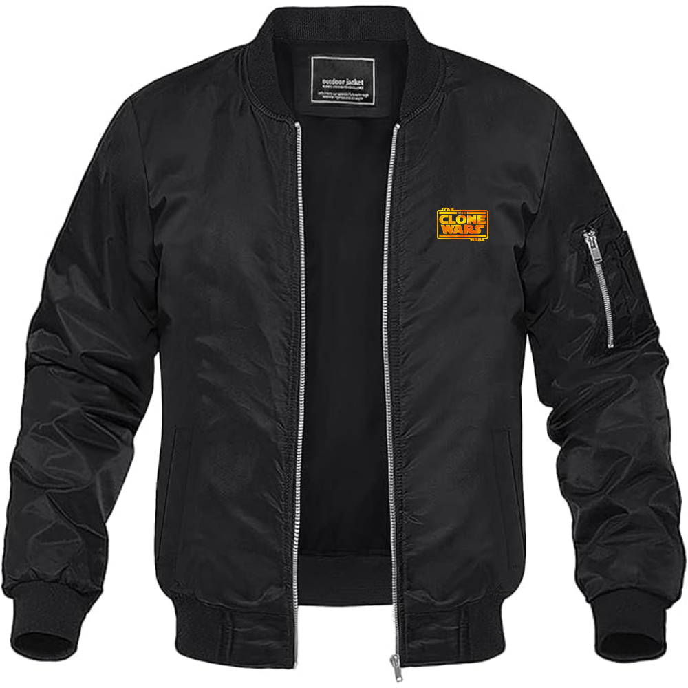 Men's The Clone wars Logo Lightweight Bomber Jacket Windbreaker Softshell Varsity Jacket Coat