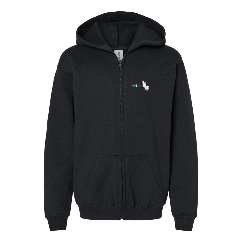 Gildan Heavy Blend Youth Aflac Logo and Duck Full Zip Hooded Sweatshirt