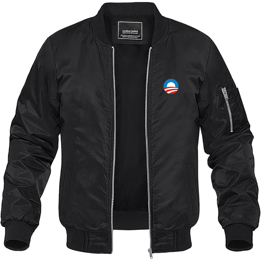 Men's Obama Logo Lightweight Bomber Jacket Windbreaker Softshell Varsity Jacket Coat