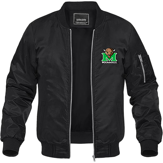 Men's Marshall Thundering Herd Logo Lightweight Bomber Jacket Windbreaker Softshell Varsity Jacket Coat
