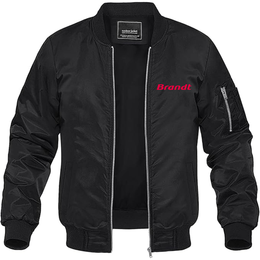 Men's Brandt Logo Lightweight Bomber Jacket Windbreaker Softshell Varsity Jacket Coat