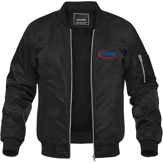Men's Infineon Logo Lightweight Bomber Jacket Windbreaker Softshell Varsity Jacket Coat