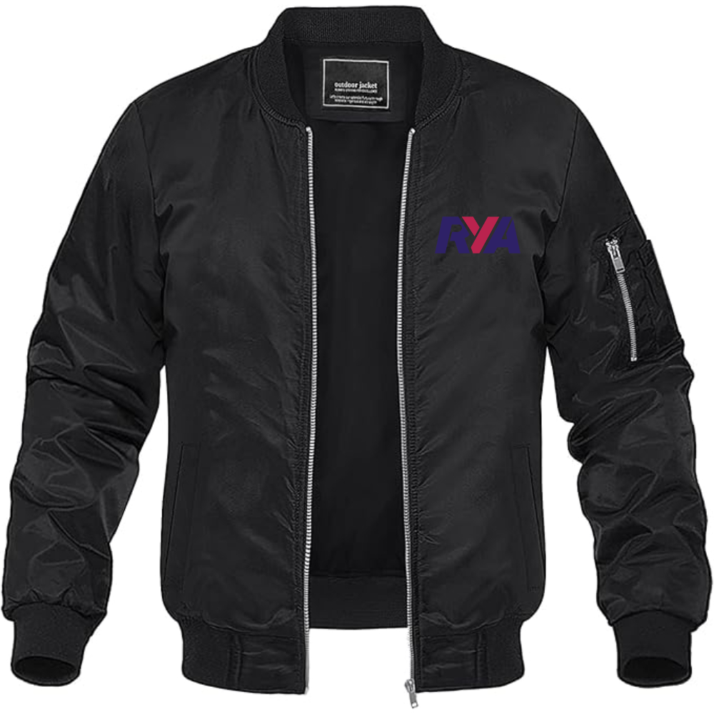 Men's Rya Logo Lightweight Bomber Jacket Windbreaker Softshell Varsity Jacket Coat