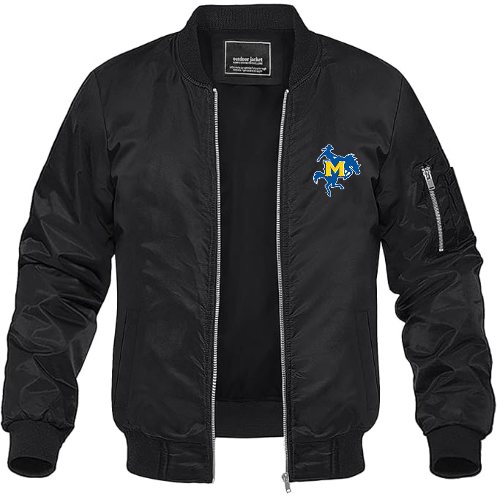 Men's McNeese State Cowboys Logo Lightweight Bomber Jacket Windbreaker Softshell Varsity Jacket Coat