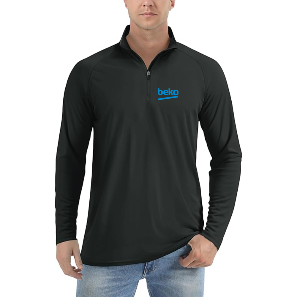 Men's Beko Logo Lightweight Quarter-Zip Athletic Shirt Long Sleeve Performance Wear