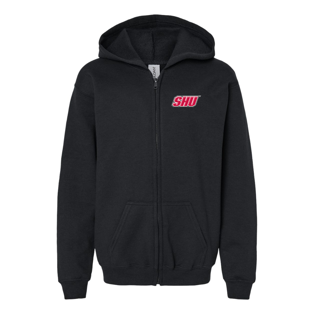 Gildan Heavy Blend Youth Sacred Heart Pioneers Logo Full Zip Hooded Sweatshirt