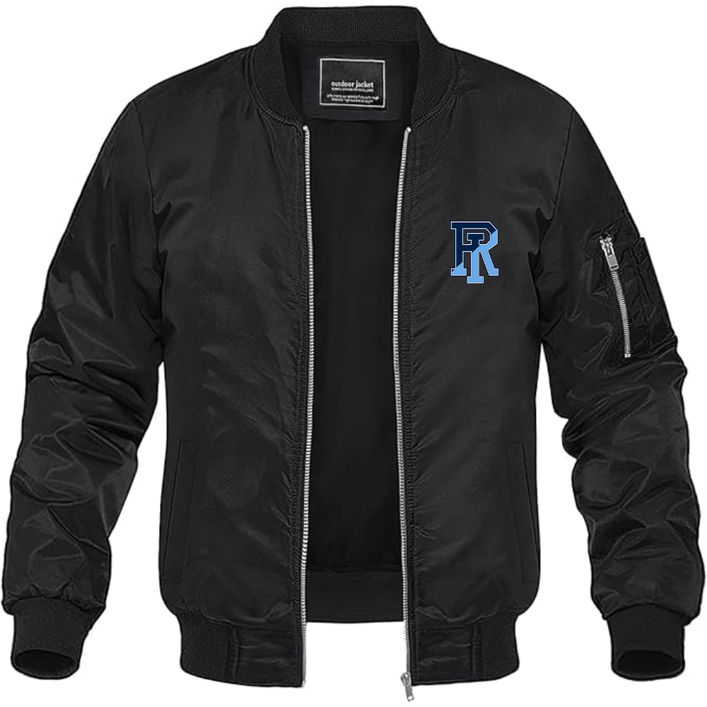 Men's Rhode Island Rams Logo Lightweight Bomber Jacket Windbreaker Softshell Varsity Jacket Coat