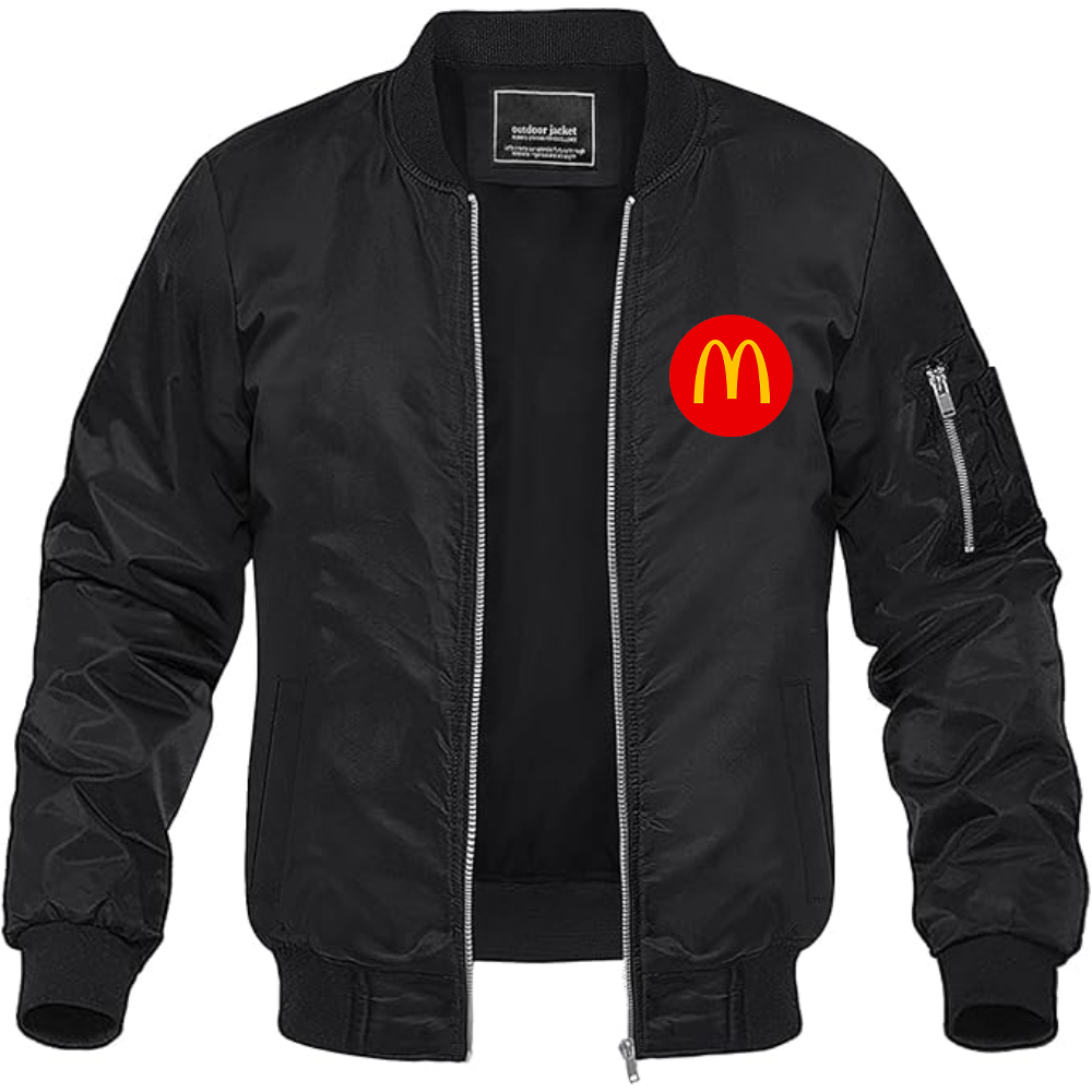 Men's McDonalds  Logo Lightweight Bomber Jacket Windbreaker Softshell Varsity Jacket Coat