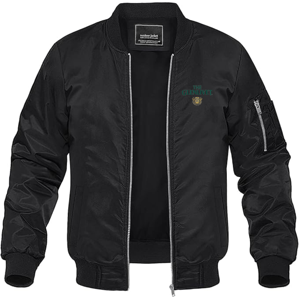 Men's The Glenlivet Logo Lightweight Bomber Jacket Windbreaker Softshell Varsity Jacket Coat