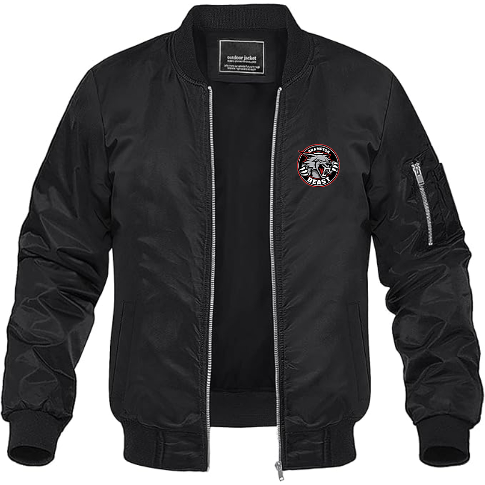 Men's Brampton Beast Logo Lightweight Bomber Jacket Windbreaker Softshell Varsity Jacket Coat