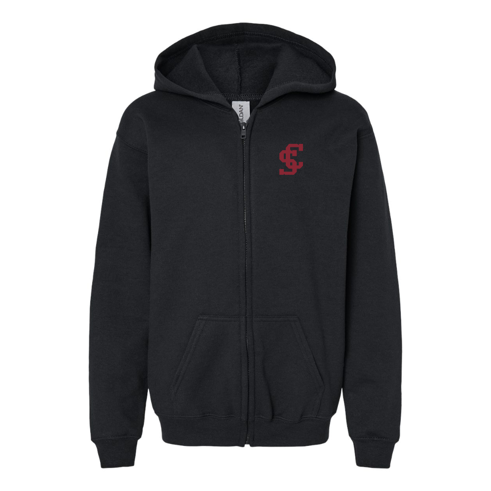 Gildan Heavy Blend Youth  Santa Clara Broncos Logo  Full Zip Hooded Sweatshirt