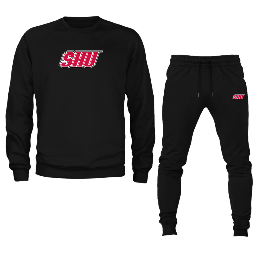 Men's Sacred Heart Pioneers Logo Crewneck Sweatshirt Joggers Suit