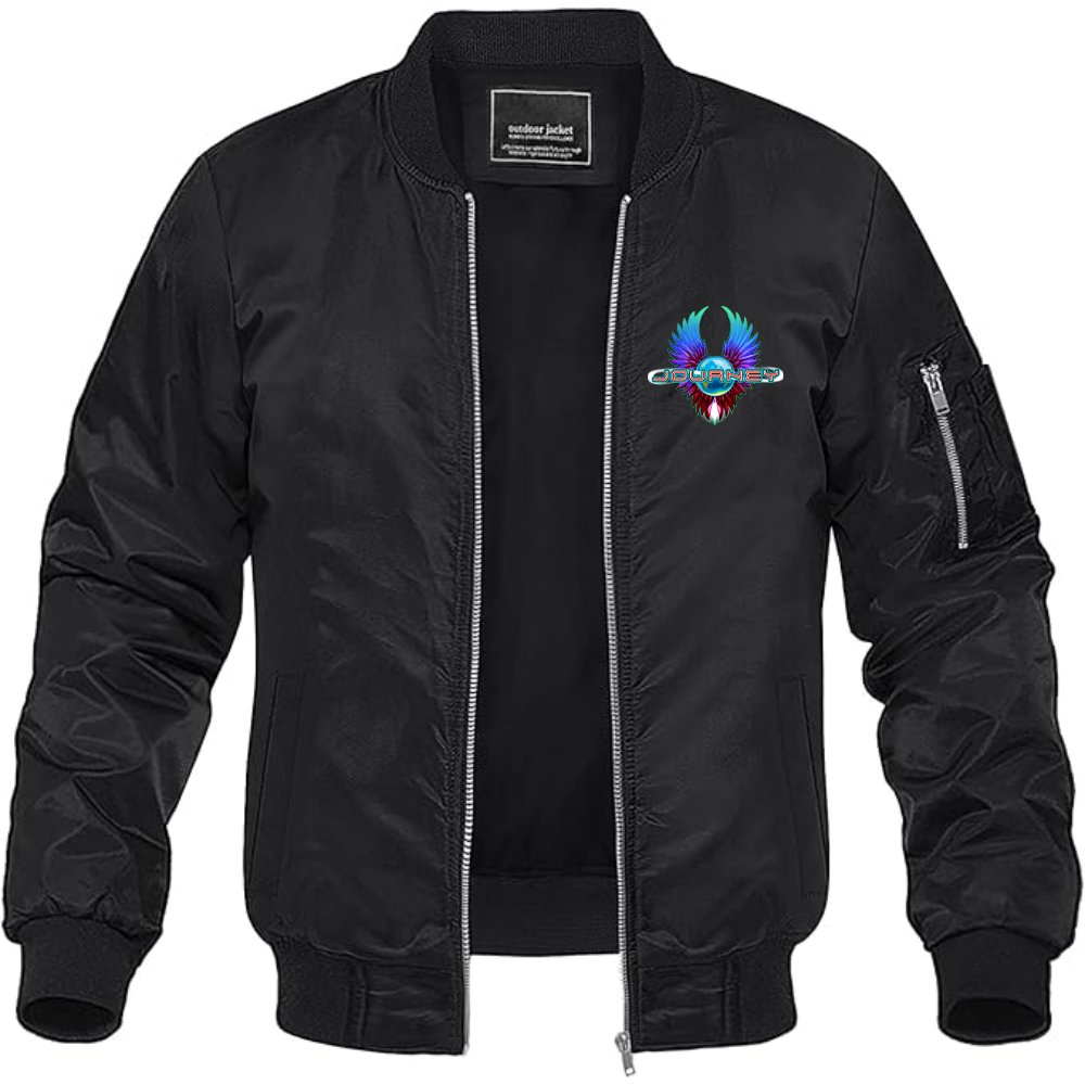 Men's Journey Logo Lightweight Bomber Jacket Windbreaker Softshell Varsity Jacket Coat