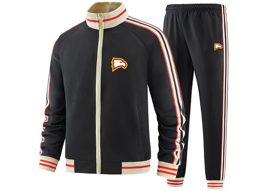 Men's Winthrop Eagles Tracksuit with Bold Striped Accents and Zippered Front Athletic Wear