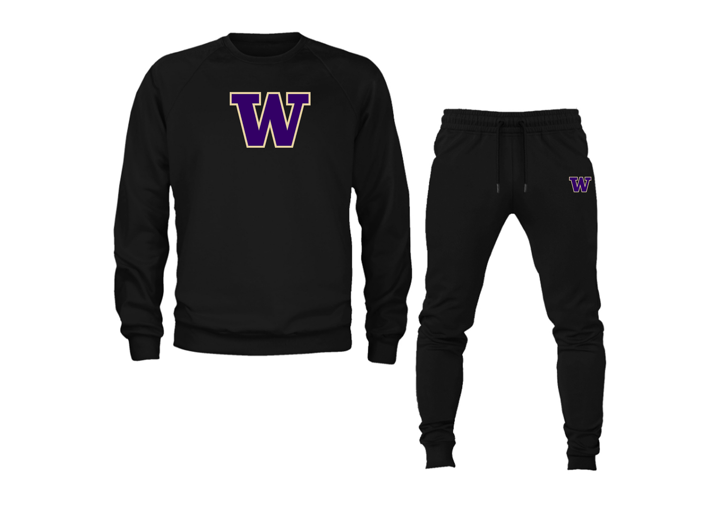 Men's Washington Huskies Crewneck Sweatshirt Joggers Suit