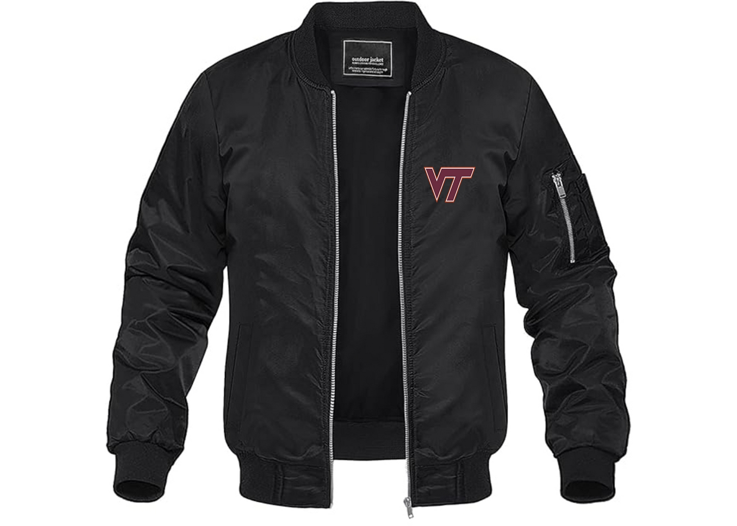 Men's Virginia Tech Hokies Lightweight Bomber Jacket Windbreaker Softshell Varsity Jacket Coat