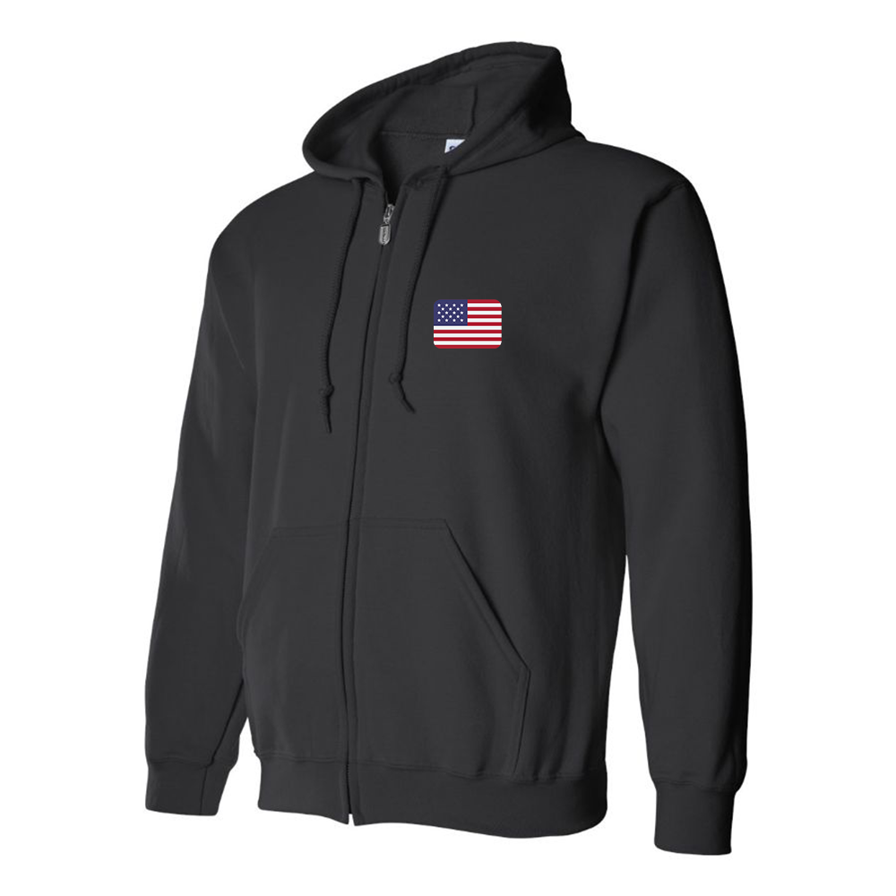 Men's American-Flag-Emoji Zipper Hoodie