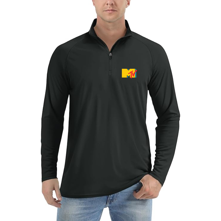 Men's MTV Logo Lightweight Quarter-Zip Athletic Shirt Long Sleeve Performance Wear